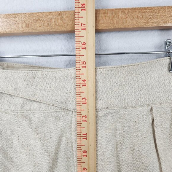 Banana Republic Shorts Womens 10 Cream Herringbone Linen Blend Pleated High Rise - Picture 5 of 11